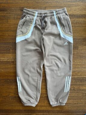 adidas Men’s Taupe Sweatpants with White & Light Tan Accents